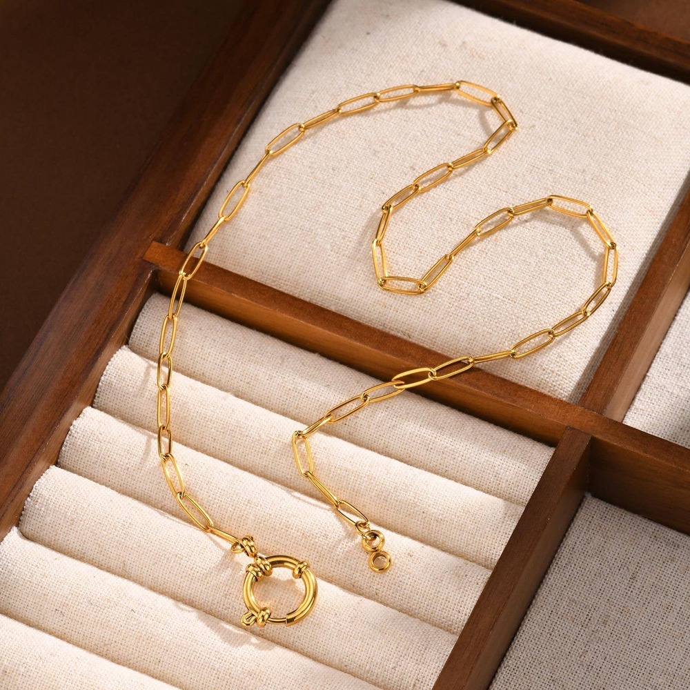 Circle Pendant Necklace - 18K Gold Stainless Steel